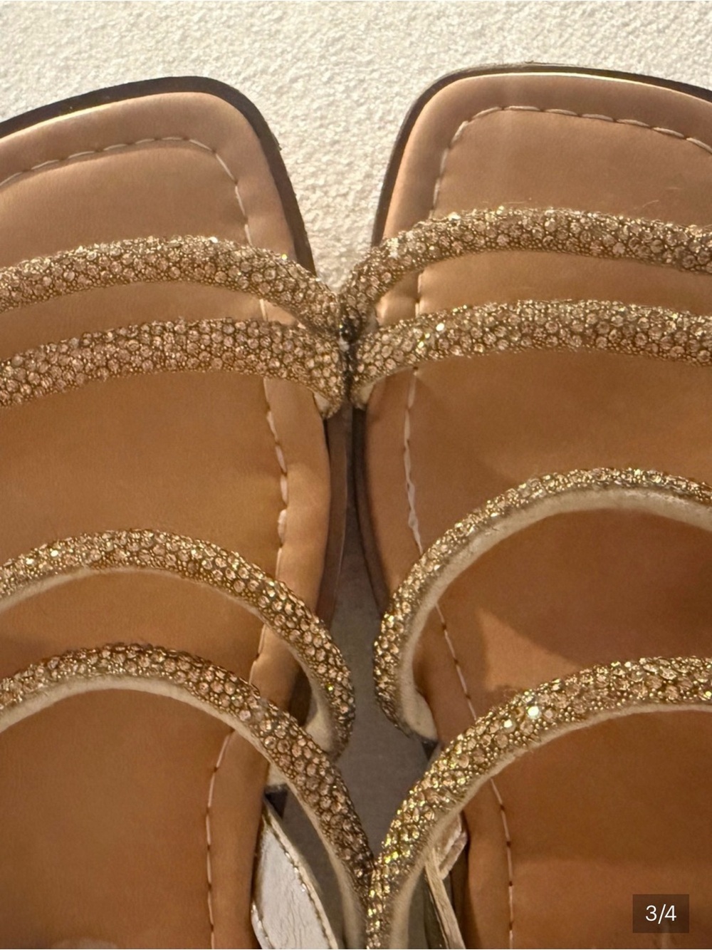 Italy Made - Mariella sparkling Gold  Multi-Strap Slingback Sandals